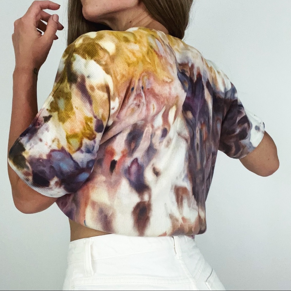 Vintage Hand-Dyed Marbled Knit Top | Size L